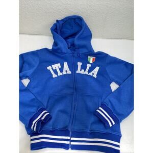 Italia Italy Zip Up Hoodie Unisex XS Sm Blue Embroidered Soccer Patch Souvenir